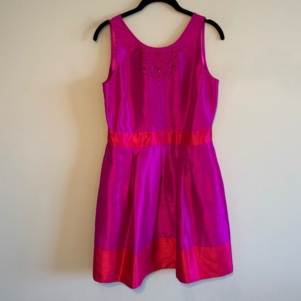 MISS SIXTY Like New Shiny Magenta Pleated Dress-6